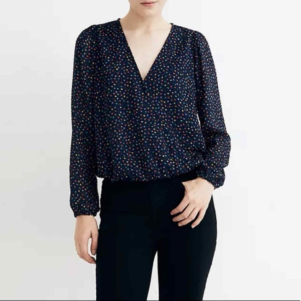 Madewell Lyric Sugar Dot Wrap Blouse